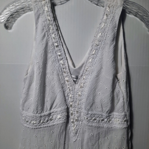 Dressbarn Womens Eyelet Crochet Sleeveless Midi White Dress Boho Beachy Flowy 14 - Picture 3 of 11